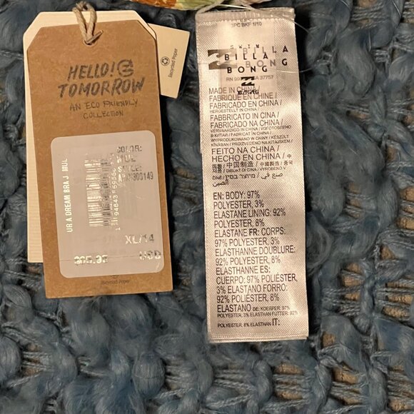 NWT Billabong Ur A Dream Bikini Top Multi Colored Floral Print Size XL/14 - Picture 6 of 6